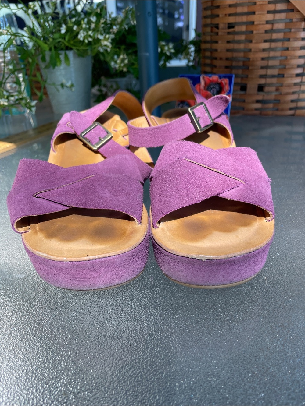 Women's Kirk-Ease Suede Purple Ankle-Strap Sandals - Picture 4 of 7
